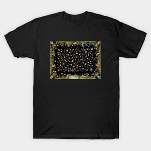 Table Carpet with the Four Elements and a Strewn Floral Pattern T-Shirt